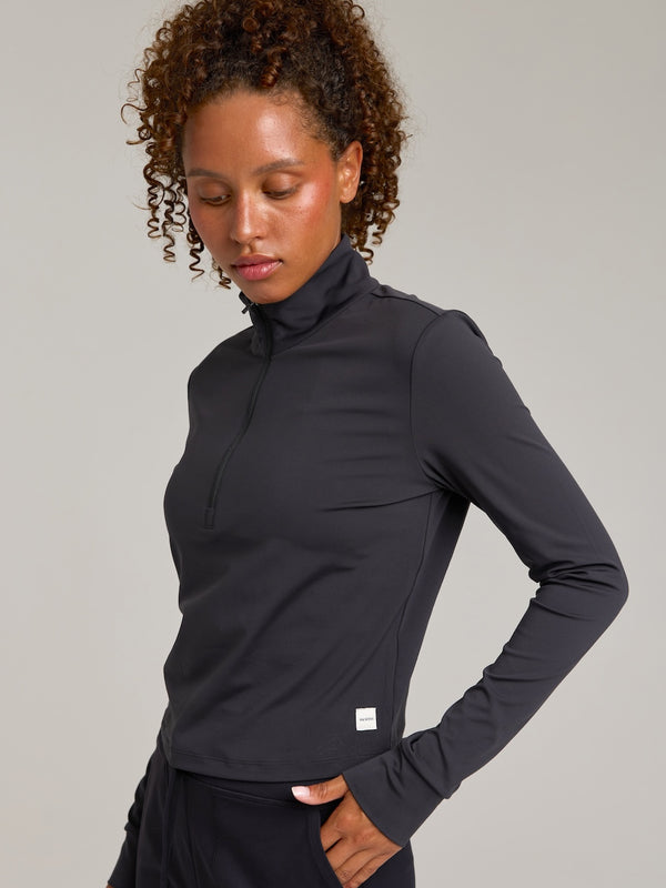 Wenadry Cropped Half Zip Long Sleeve