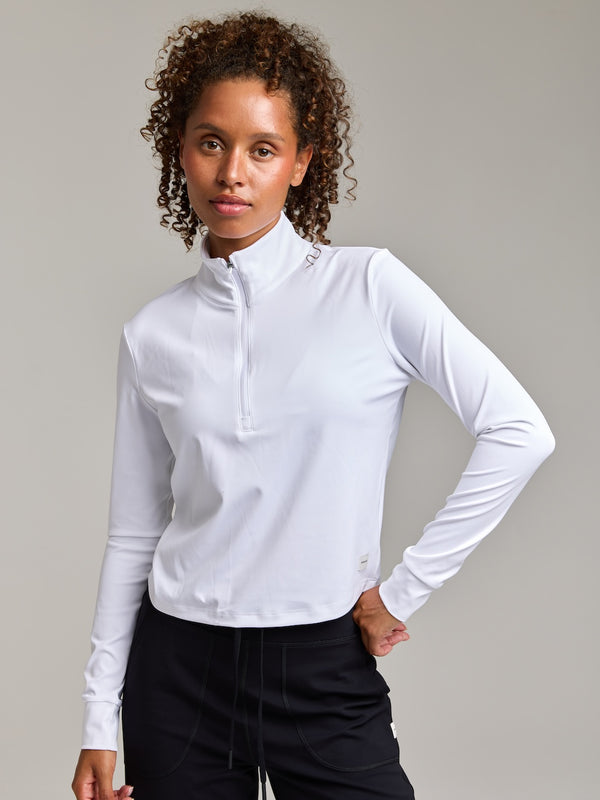 Wenadry Cropped Half Zip Long Sleeve - Alternate View